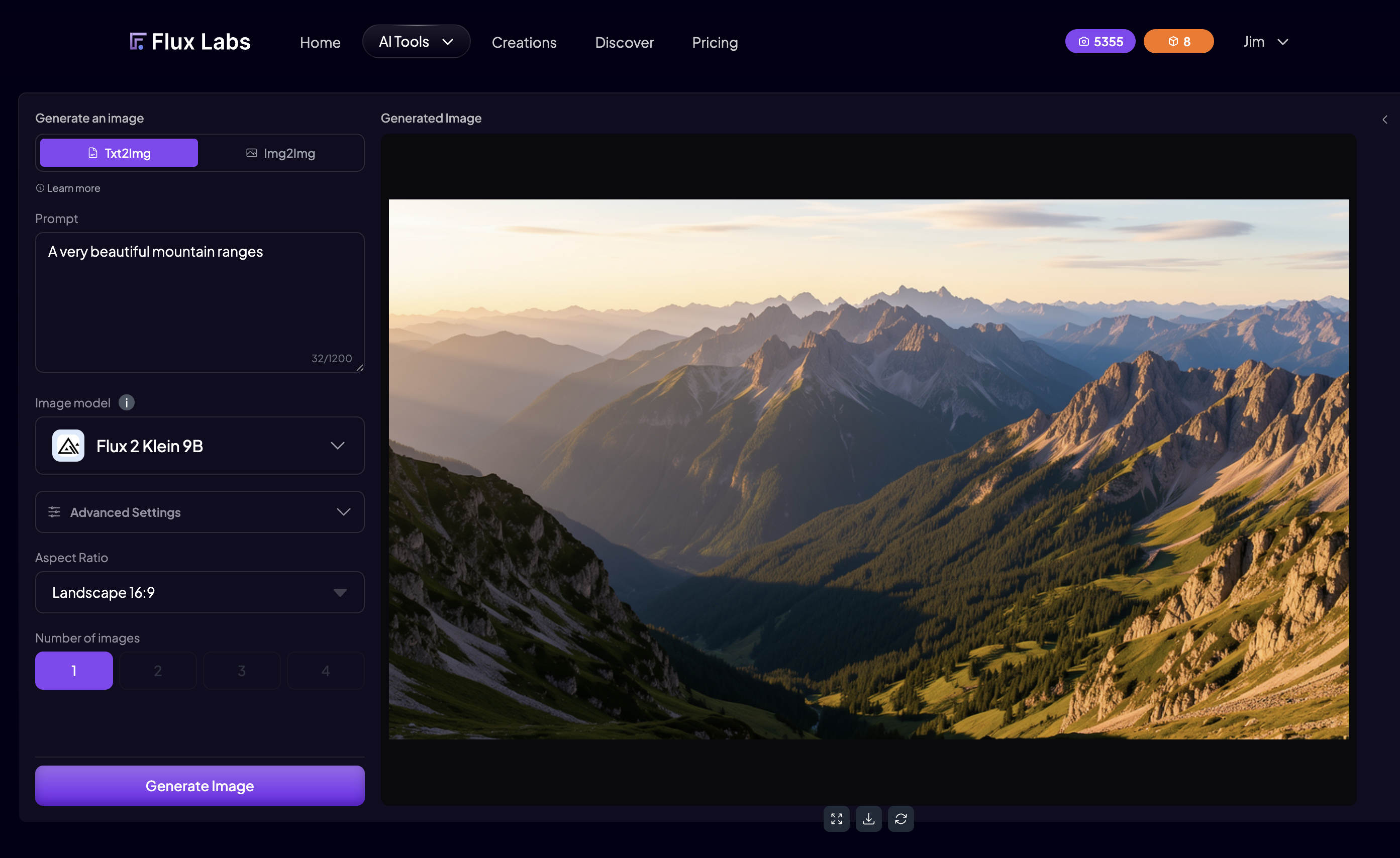 Flux Labs AI interface, screenshot 2 of 3