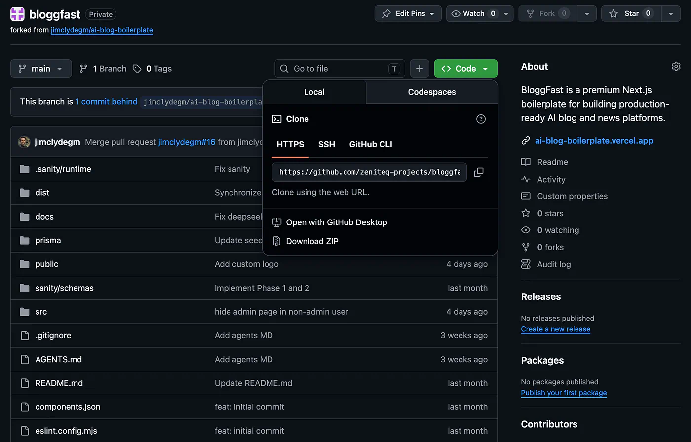 BloggFast official project repo on GitHub. Image by Jim Clyde Monge