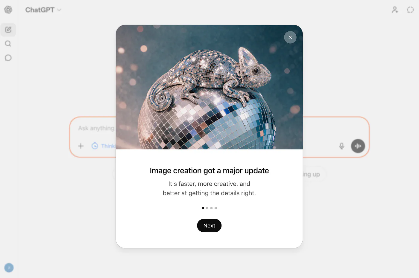 ChatGPT on browser new modal screen for Image 2