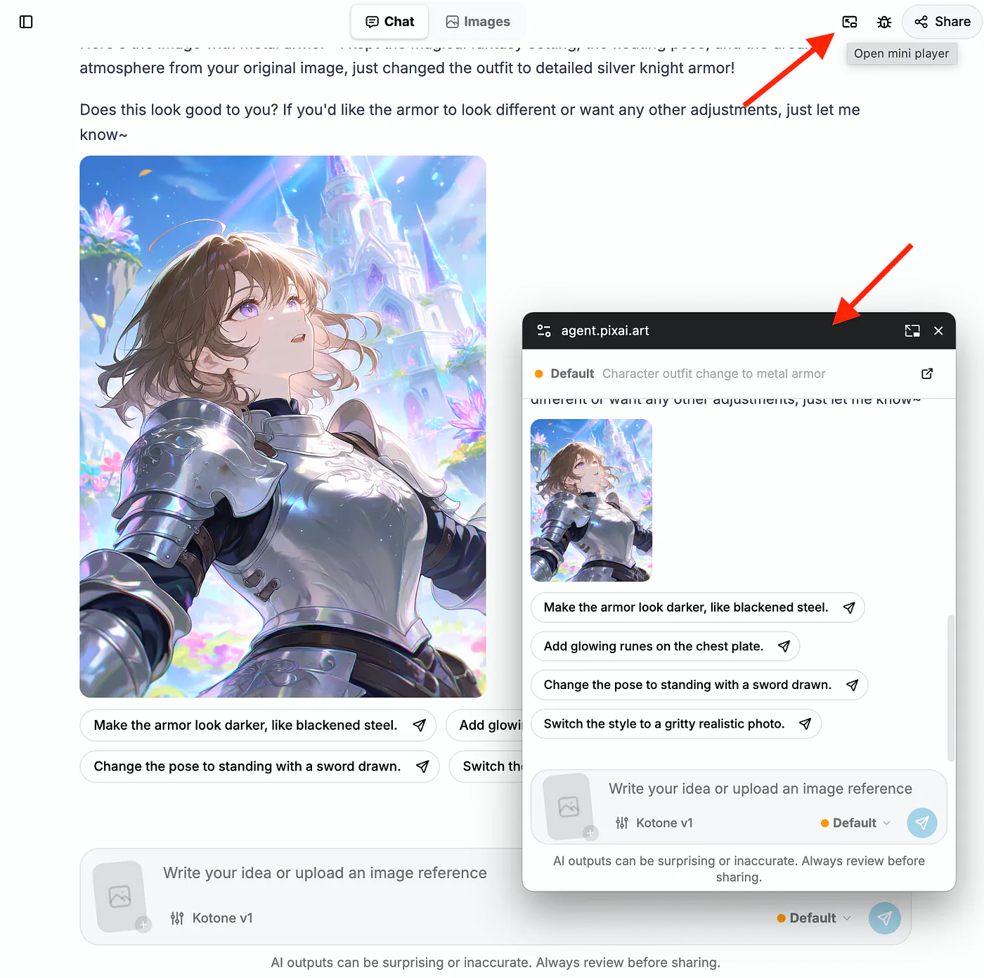 PixAI’s Mio.2 AI anime agent dashboard. Image by Jim Clyde Monge