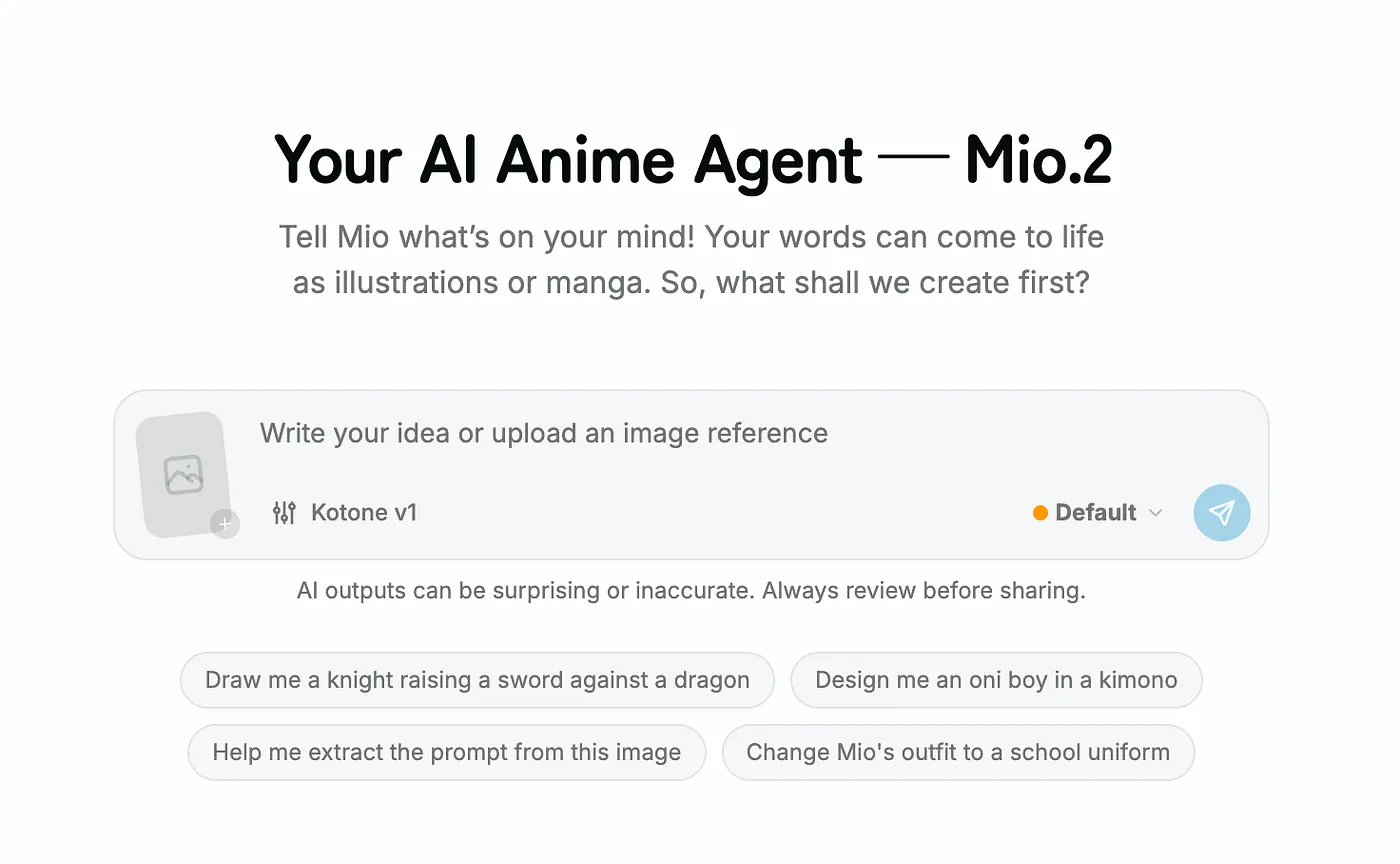 PixAI’s Mio.2 AI anime agent dashboard. Image by Jim Clyde Monge