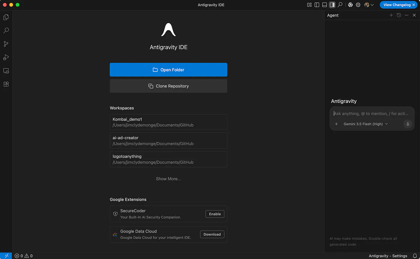Antigravity IDE dashboard. Image by Jim Clyde Monge