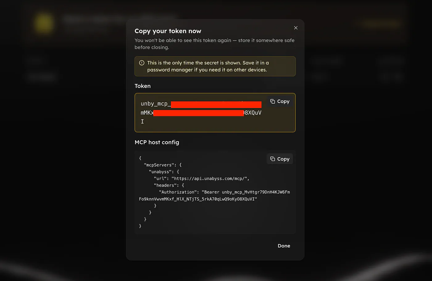 Unabyss MCP token generation. Image by Jim Clyde Monge