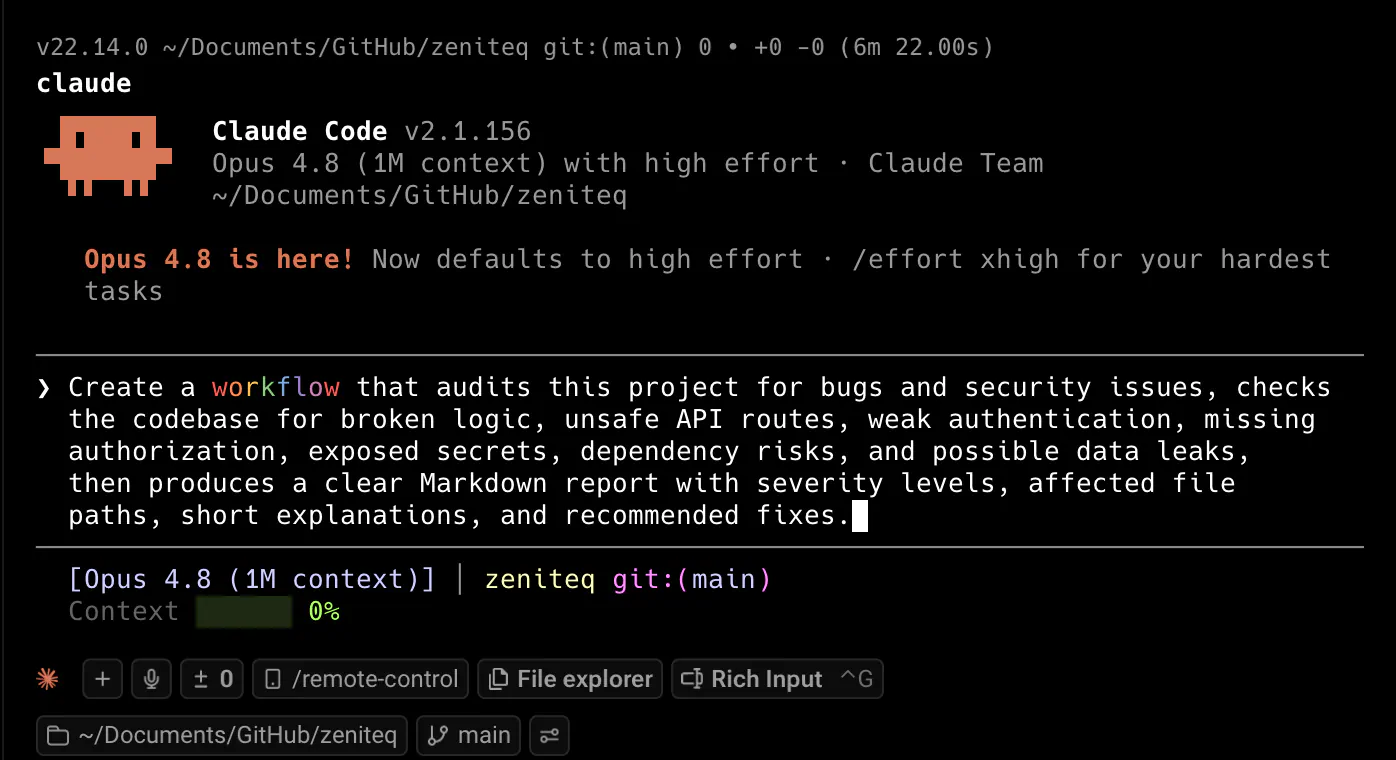 Starting a dynamic workflow in Claude Code