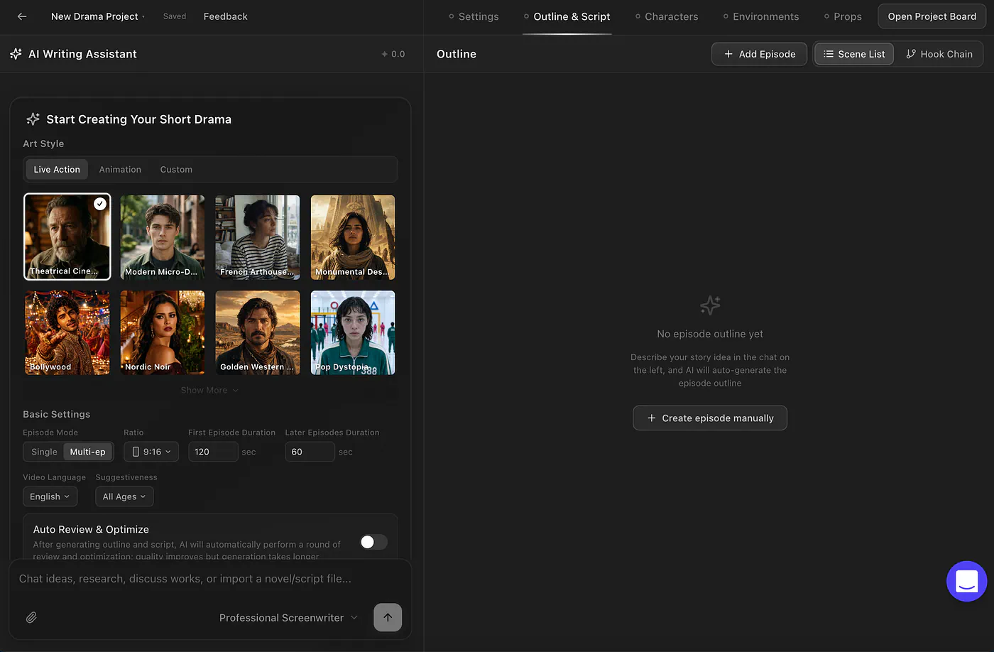 Topview’s Drama Studio story creation dashboard. Image by Jim Clyde Monge