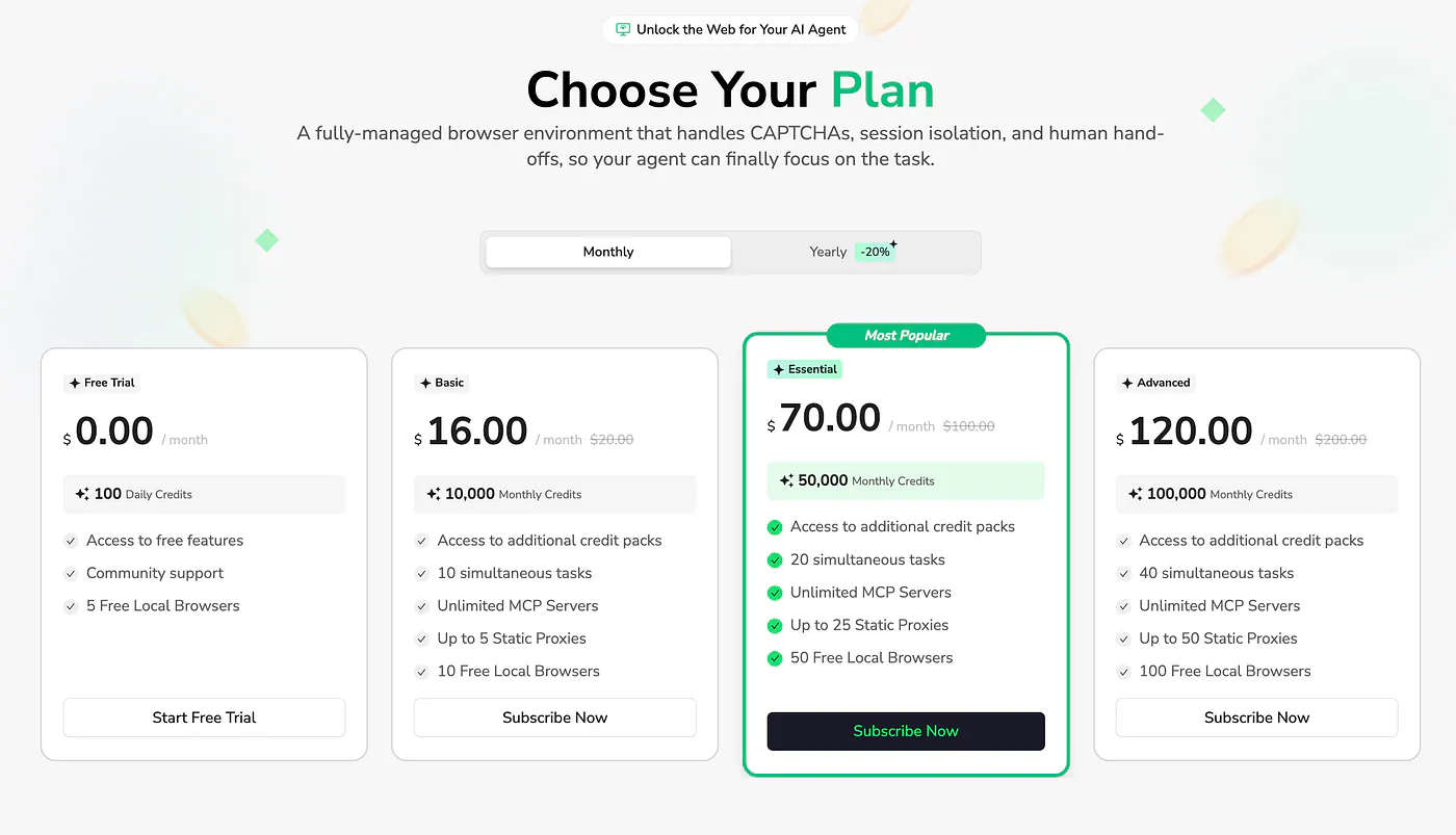 BrowserAct pricing page. Image by Jim Clyde Monge