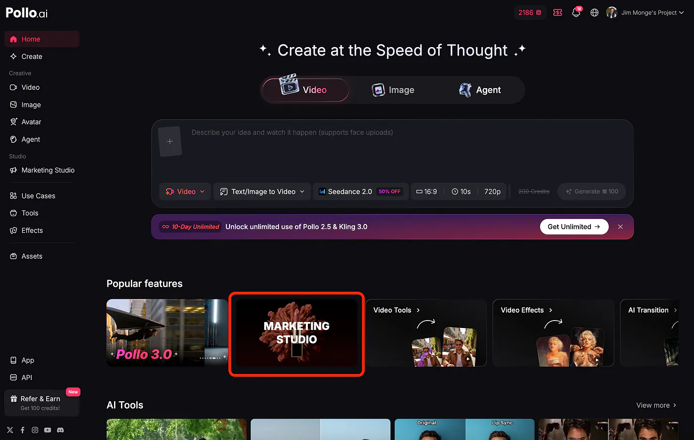 Maketing Studio shorcut from homepage. Image by Jim Clyde Monge
