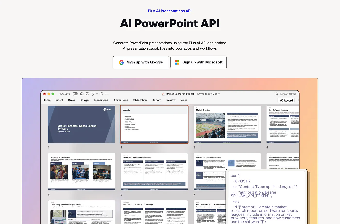 Plus AI PowerPoint API