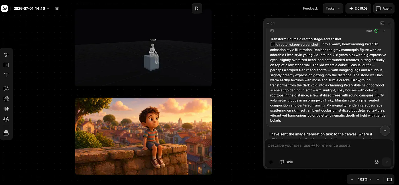 Topview’s 3D shot composer example. Image by Jim Clyde Monge