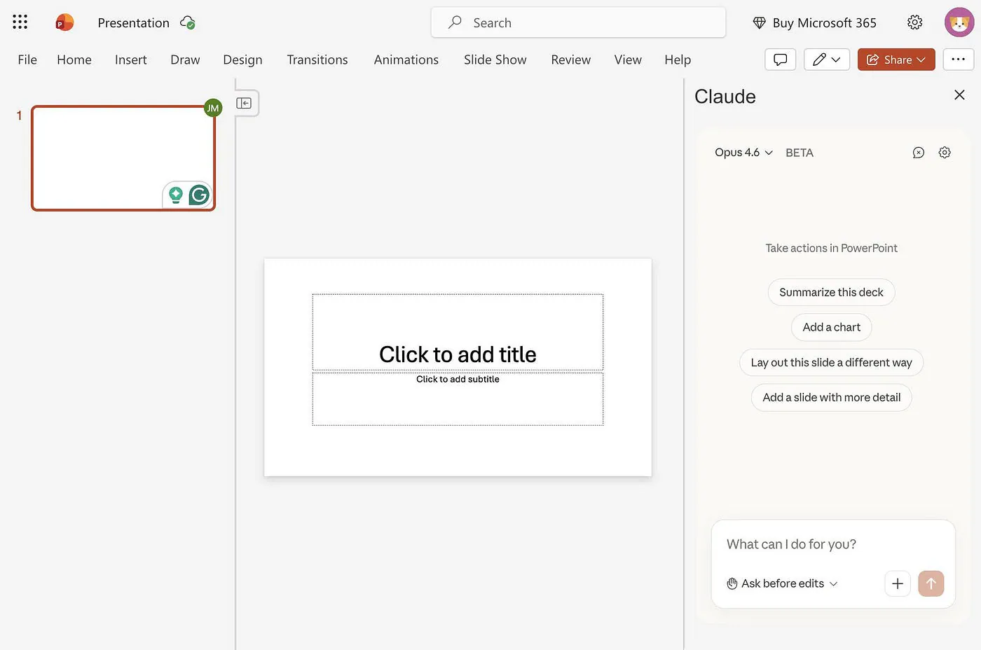 Claude add-on in PPT. Image by Jim Clyde Monge