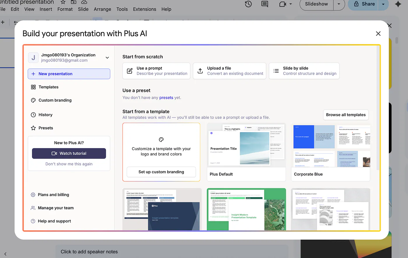 Generating slides with Plus AI. Image by Jim Clyde Monge
