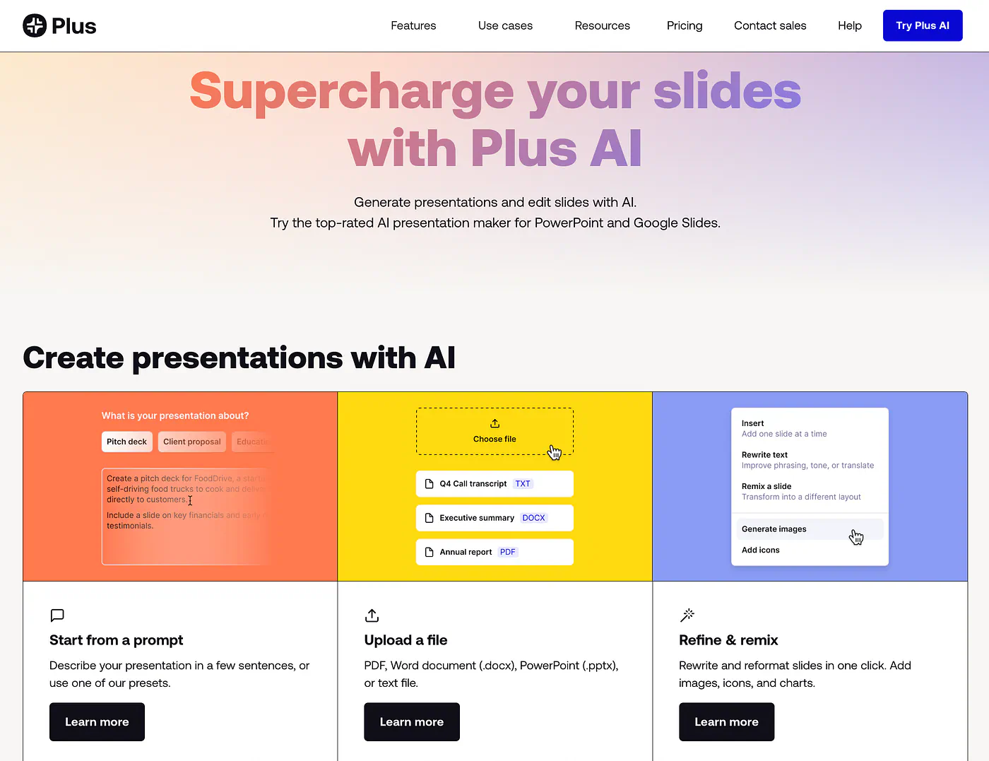 Plus AI landing page. Image by Jim Clyde Monge