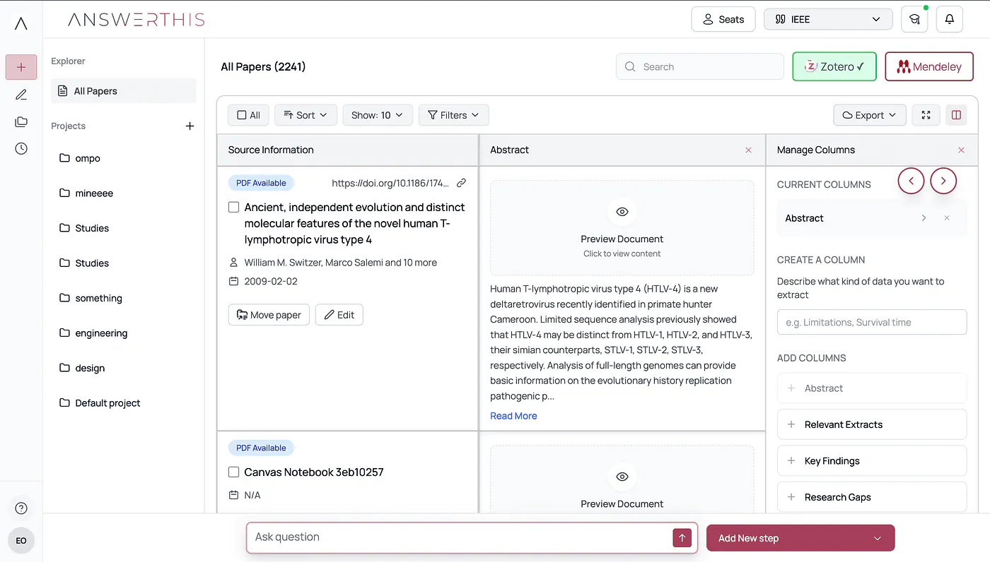 Sample research output from AnswerThis
