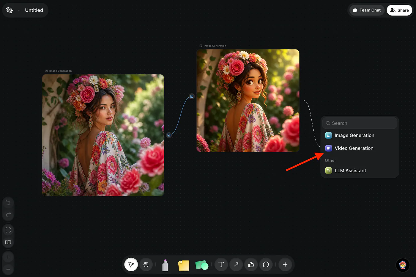 Higgsfield canvas video generation example. Image by Jim Clyde Monge