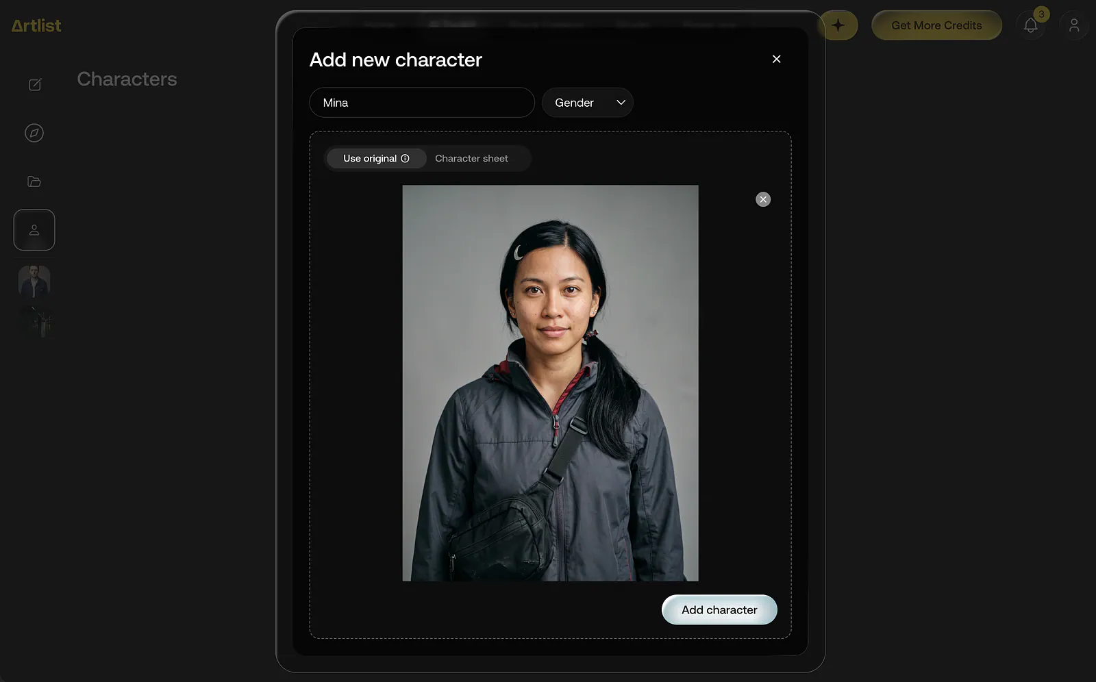 Sample character: Mina. Image generated by Jim Clyde Monge