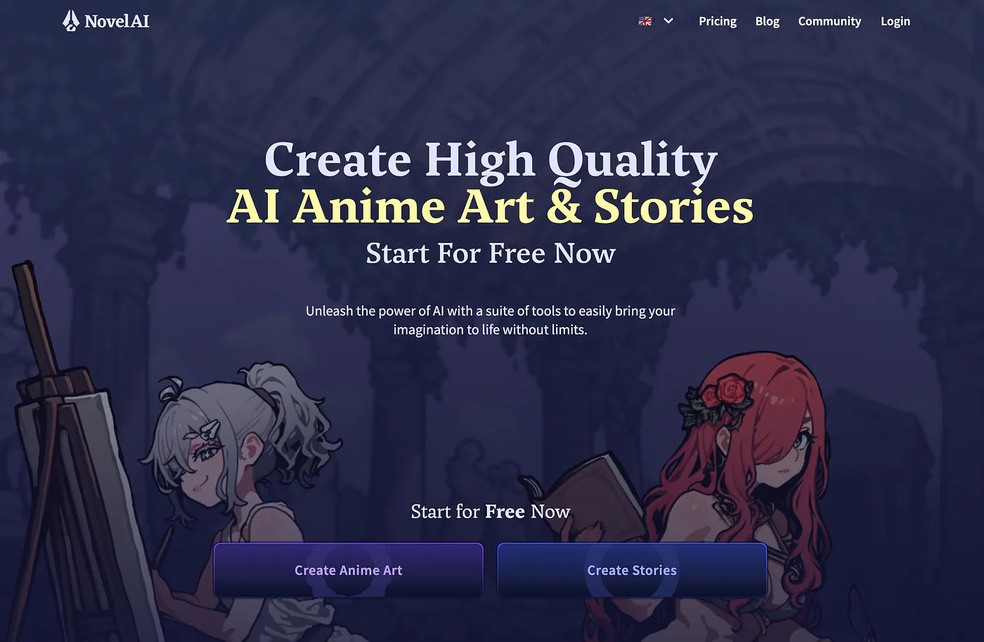 NovelAI landing page