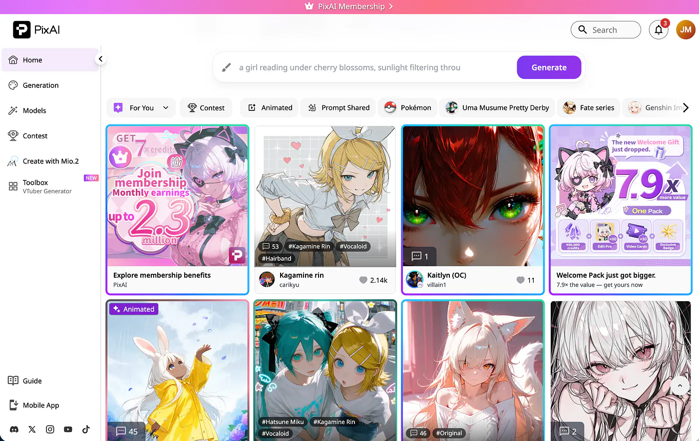 PixAI landing page
