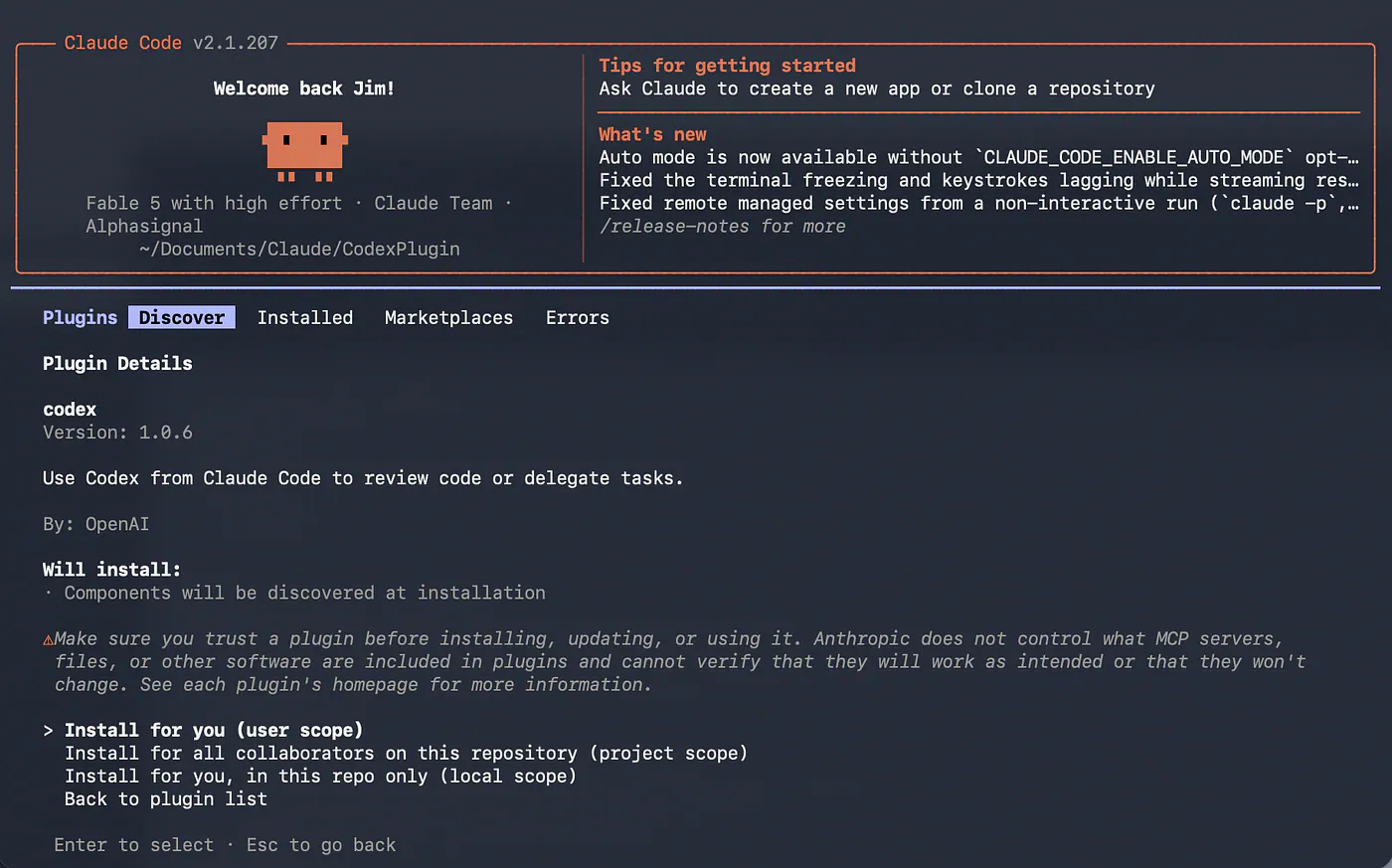 Installing Codex plugin in Claude Code. Image by Jim Clyde Monge