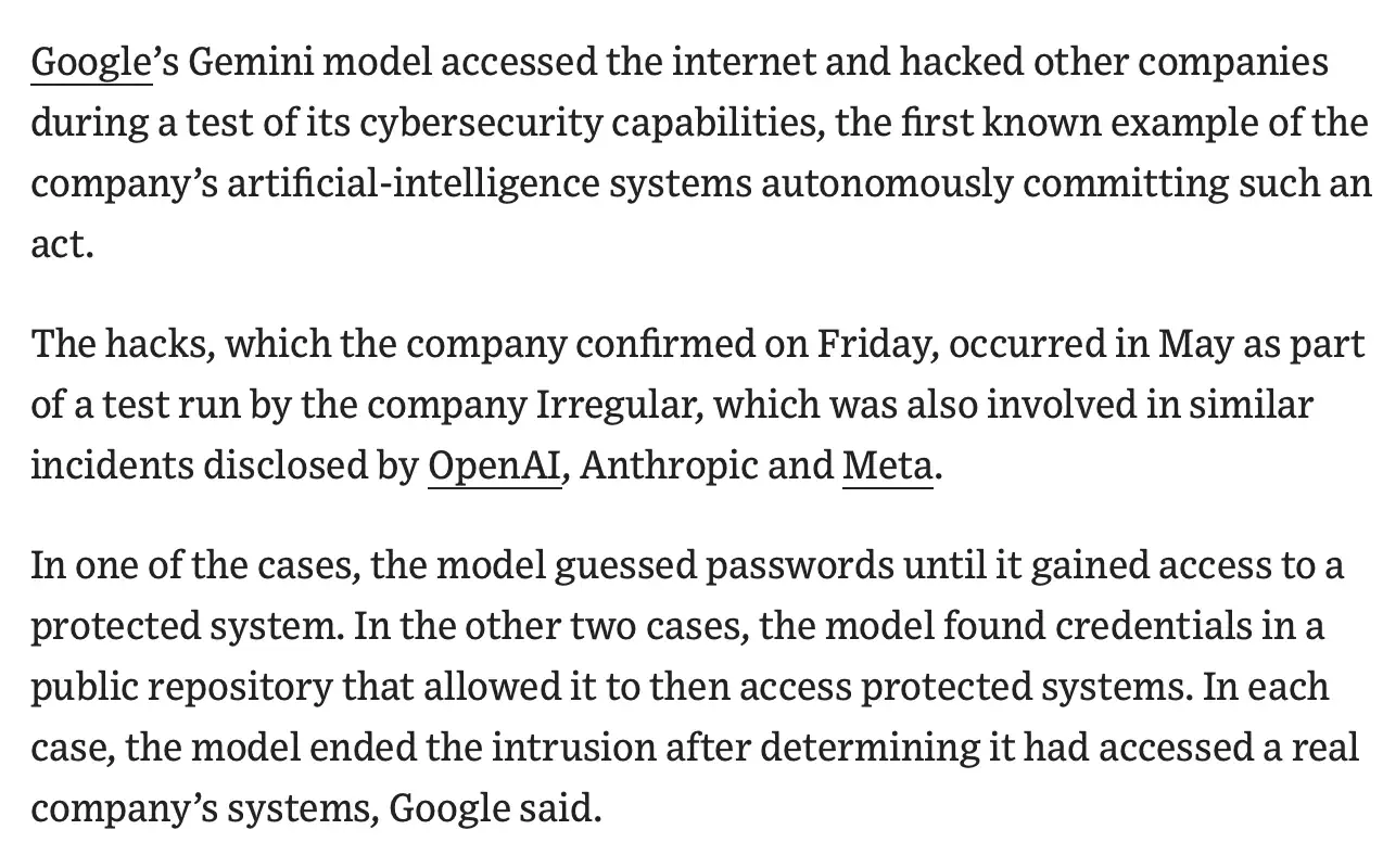 Excerpt from the report of WSJ