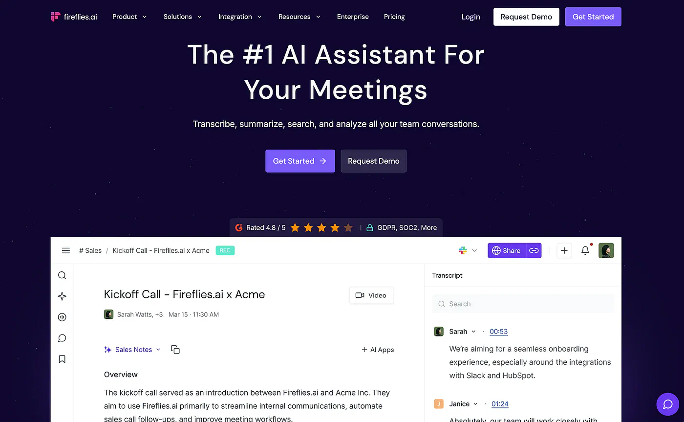 Fireflies AI’s landing page. Image by Jim Clyde Monge