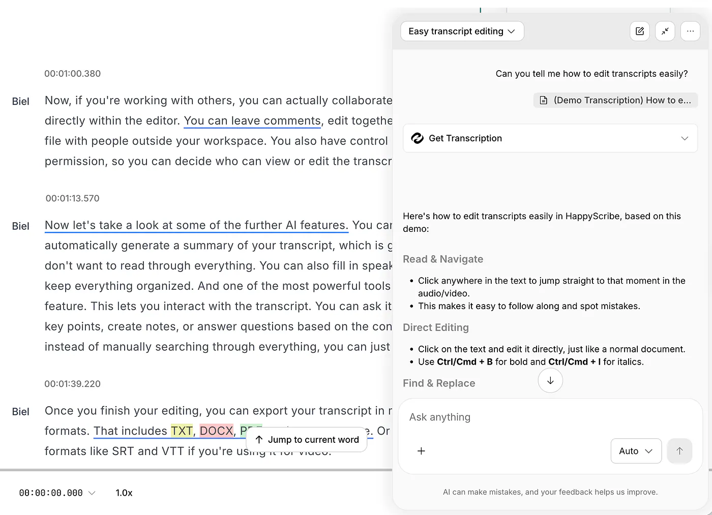 HappyScribe AI chat assistant. Image by Jim Clyde Monge