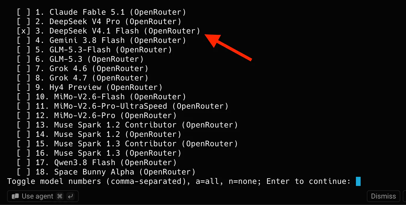 Adding DeepSeek V4.1 Flash model. Image by Jim Clyde Monge