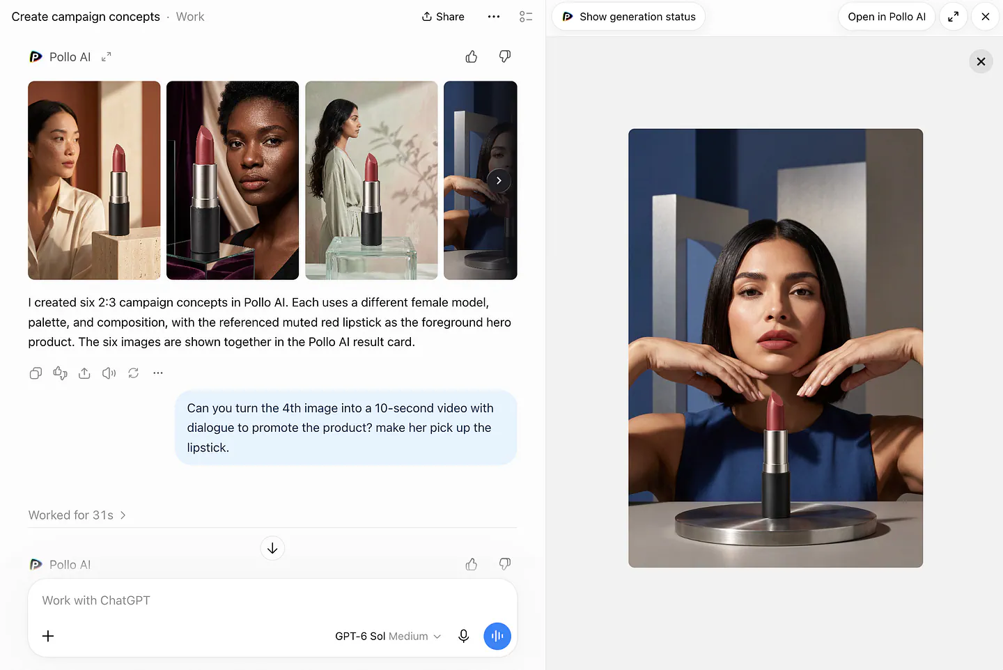 Sample image/video generation with Pollo AI MCP in ChatGPT. Image by Jim Clyde Monge
