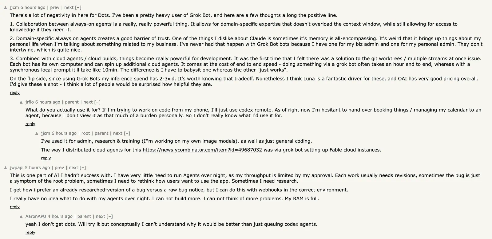Dots reaction on Hacker News. Image by Jim Clyde Monge