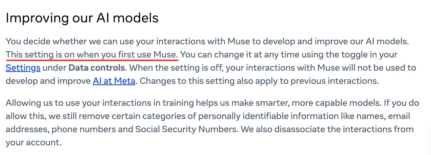 The setting is on you when you first use Muse