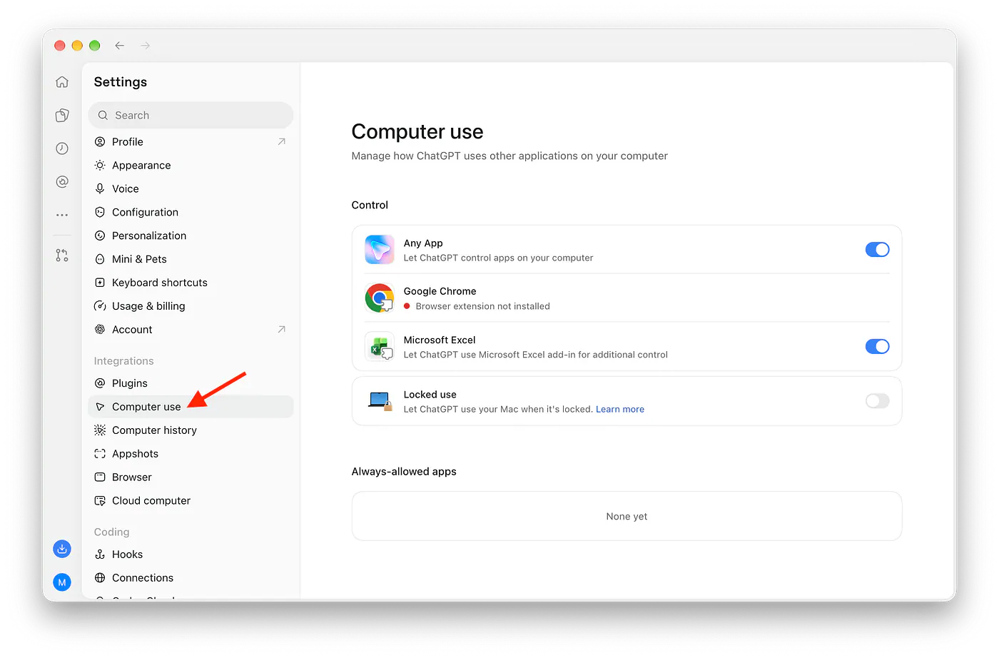 Computer Use page in ChatGPT