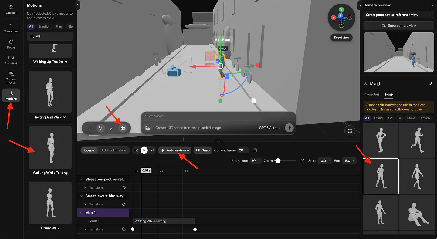 Animating a character in a 3D scene. Image by Jim Clyde Monge