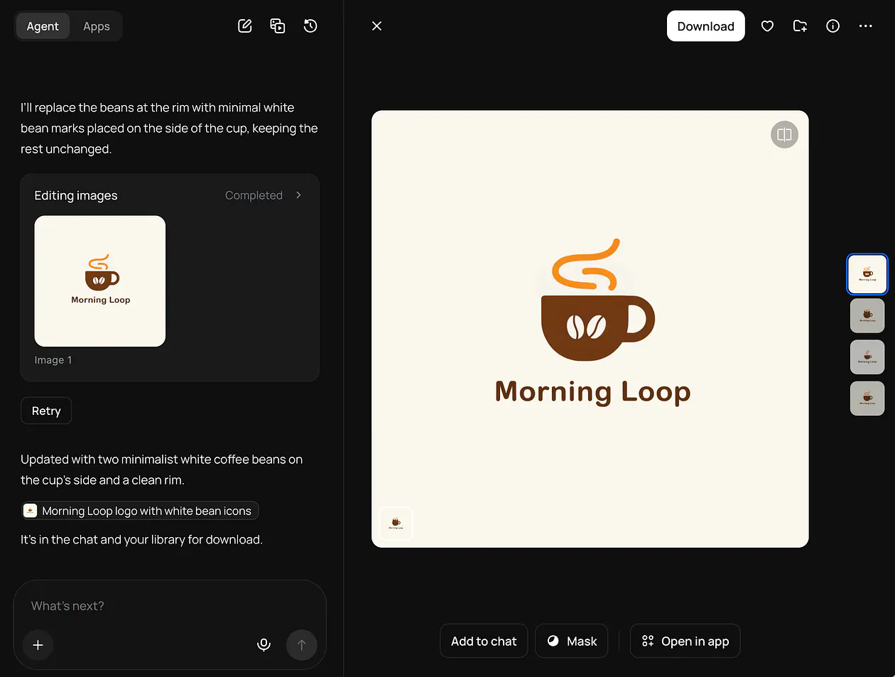Ideogram’s Text to Vector with editing with agent example