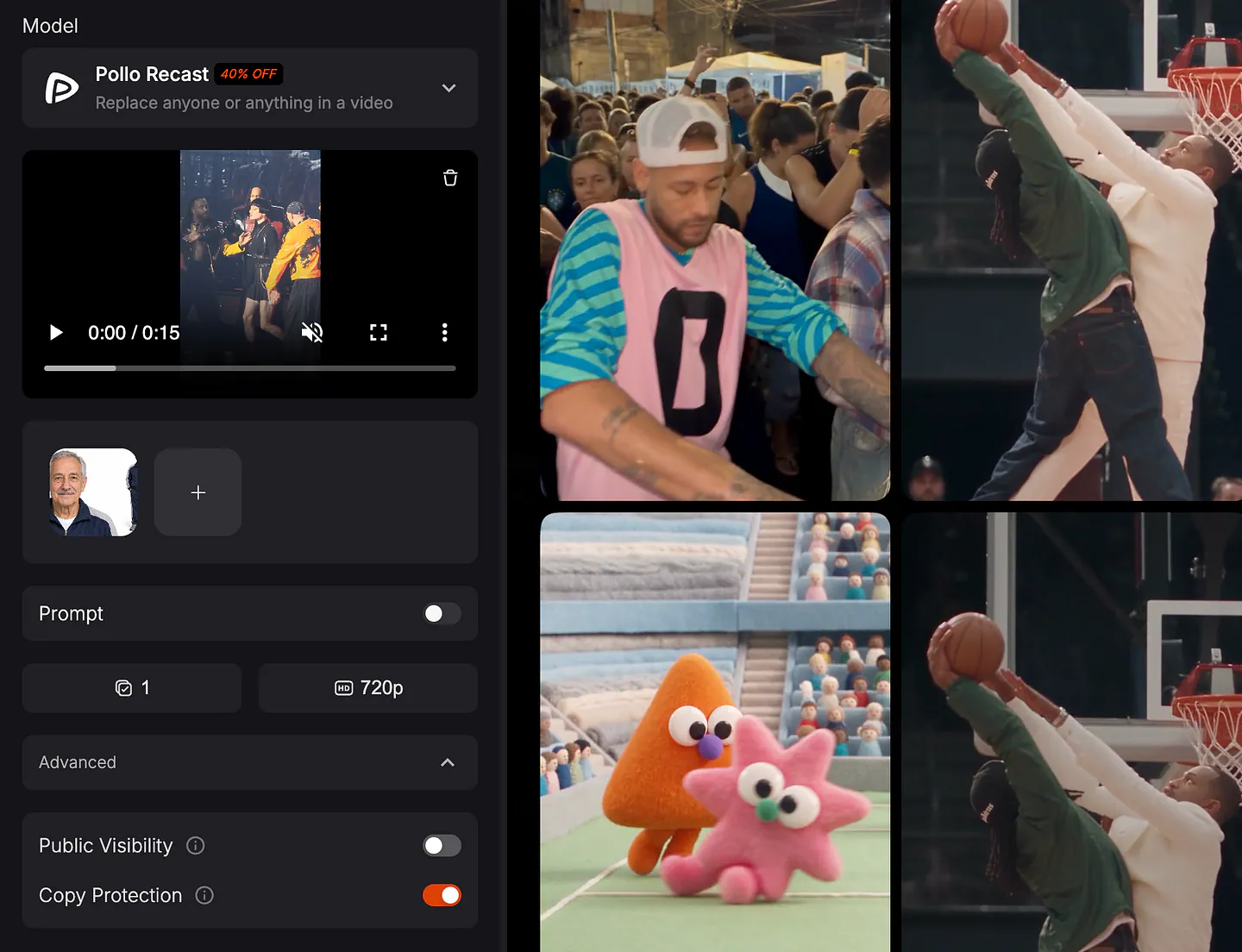 Pollo Recast video generation parameters. Image by Jim Clyde Monge